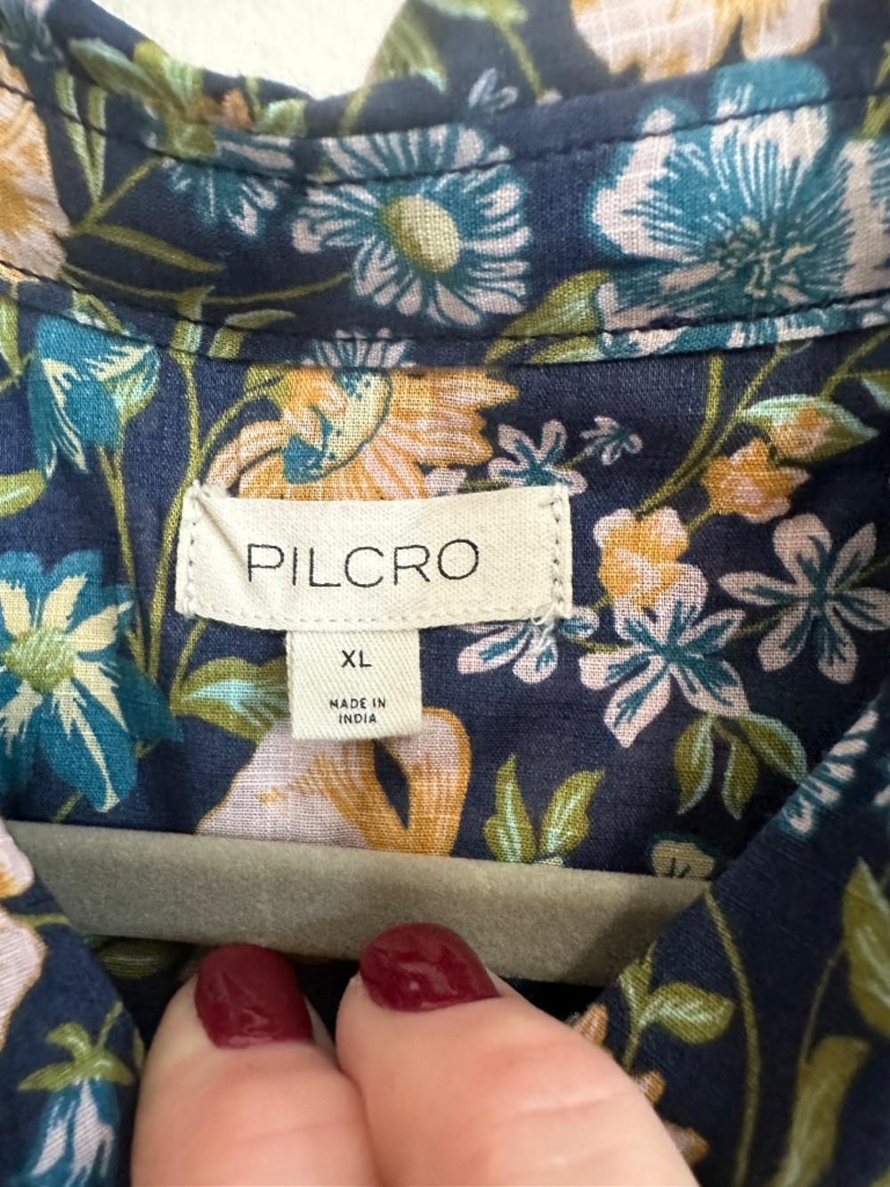 Pilcro The Aly Puff-Sleeve Blouse, Blue Floral, Size XL - Picture 7 of 9